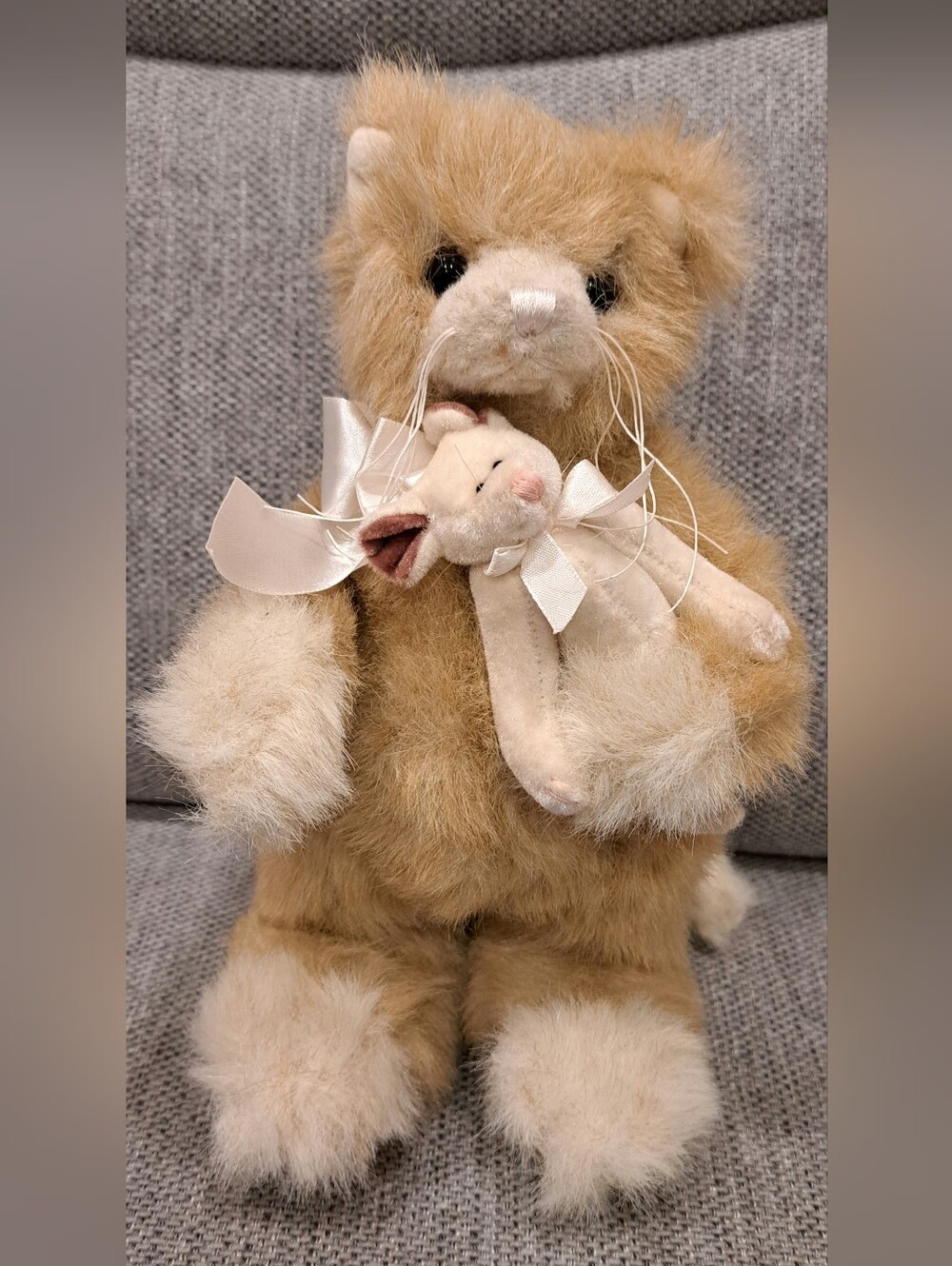 Bearington Collection Cat Holding Mouse Plush Stuffed Animal Collectible
